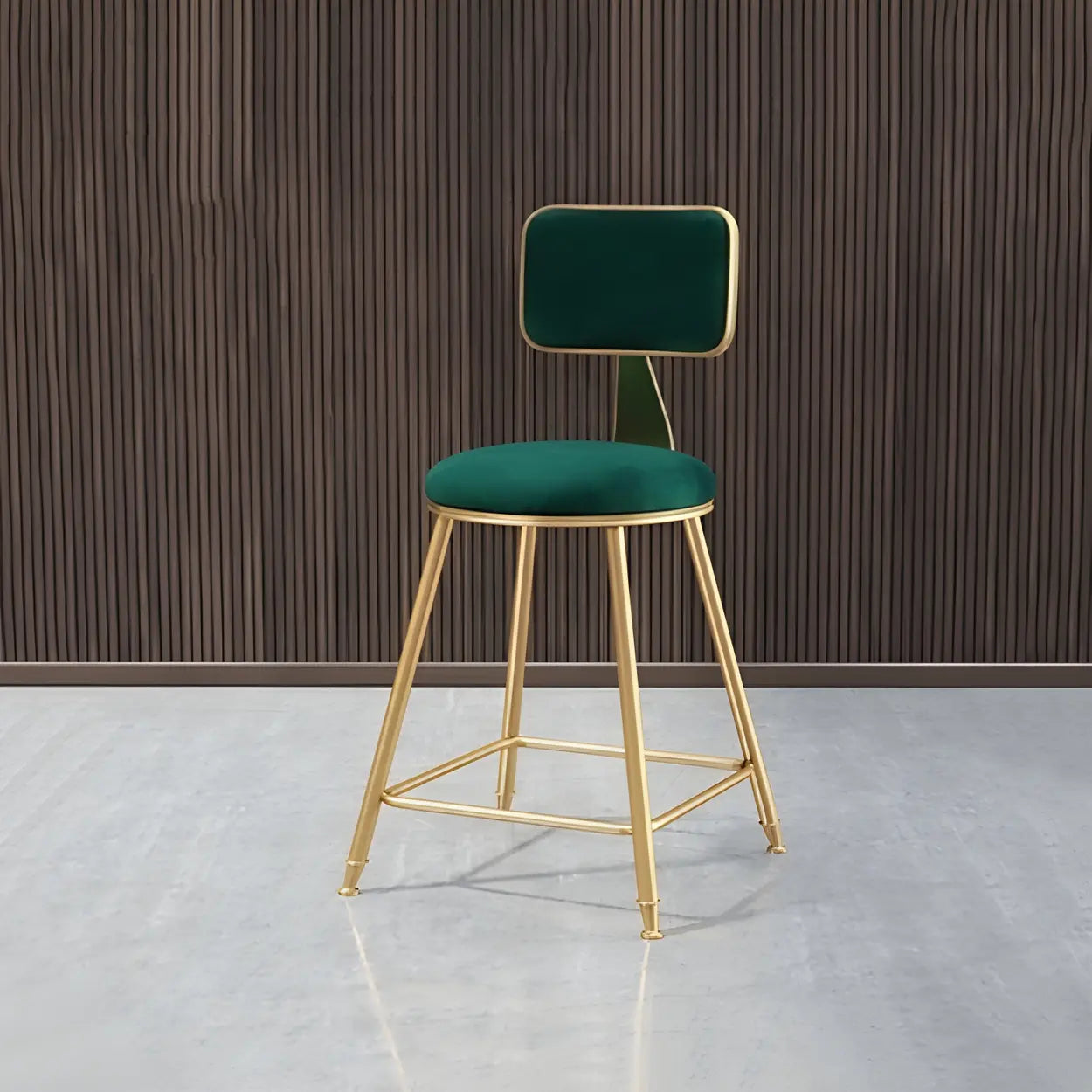 Tabouret de Bar en Velours Luxe avec Dossier et Piètement Métallique Doré – Chaise de Bar Glamour Moderne pour Îlot de Cuisine et Bar à Domicile | Restfield