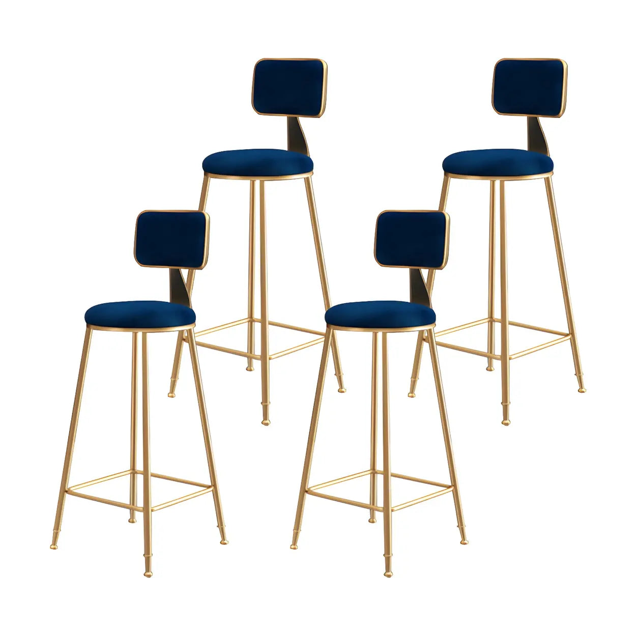 Tabouret de Bar en Velours Luxe avec Dossier et Piètement Métallique Doré – Chaise de Bar Glamour Moderne pour Îlot de Cuisine et Bar à Domicile | Restfield