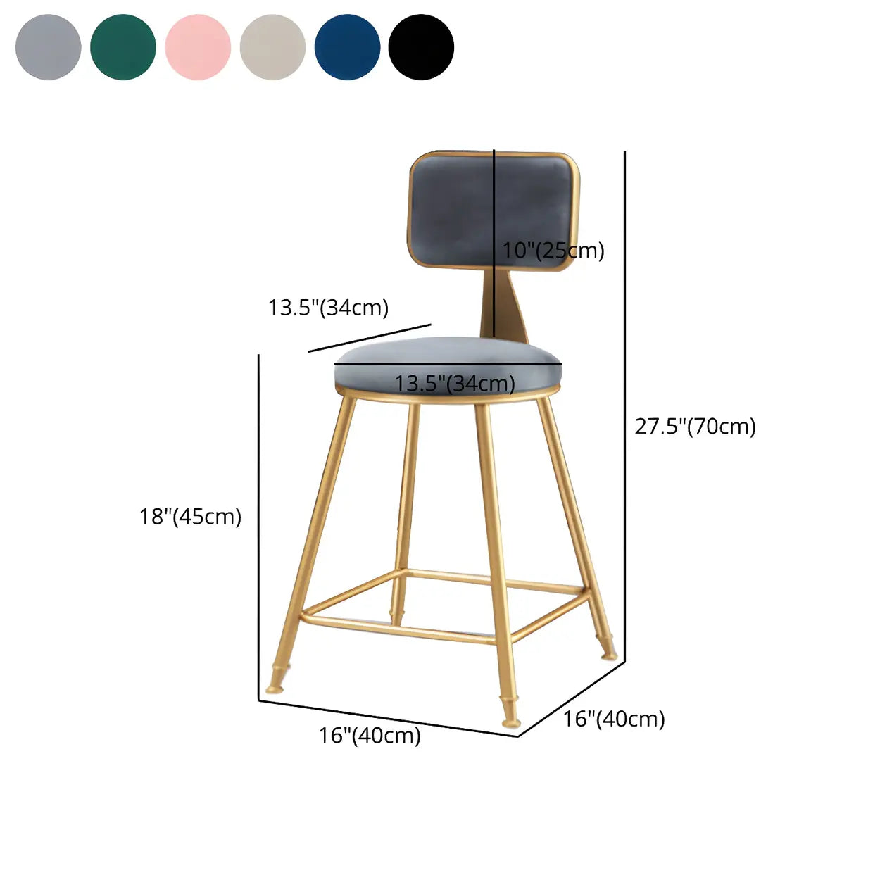 Tabouret de Bar en Velours Luxe avec Dossier et Piètement Métallique Doré – Chaise de Bar Glamour Moderne pour Îlot de Cuisine et Bar à Domicile | Restfield