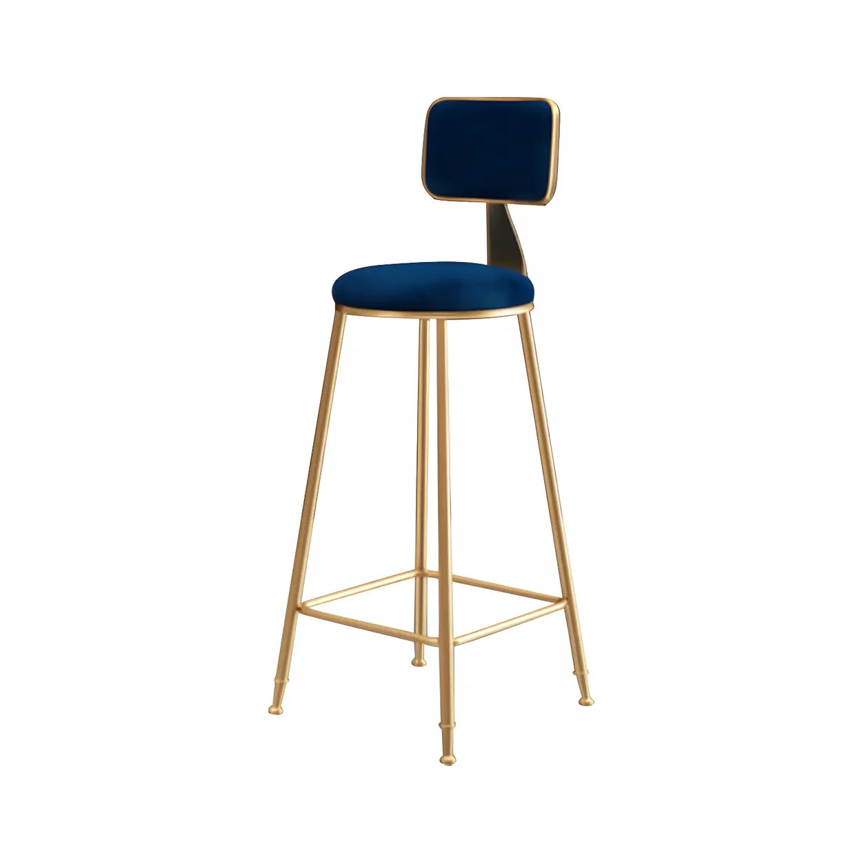 Tabouret de Bar en Velours Luxe avec Dossier et Piètement Métallique Doré – Chaise de Bar Glamour Moderne pour Îlot de Cuisine et Bar à Domicile | Restfield