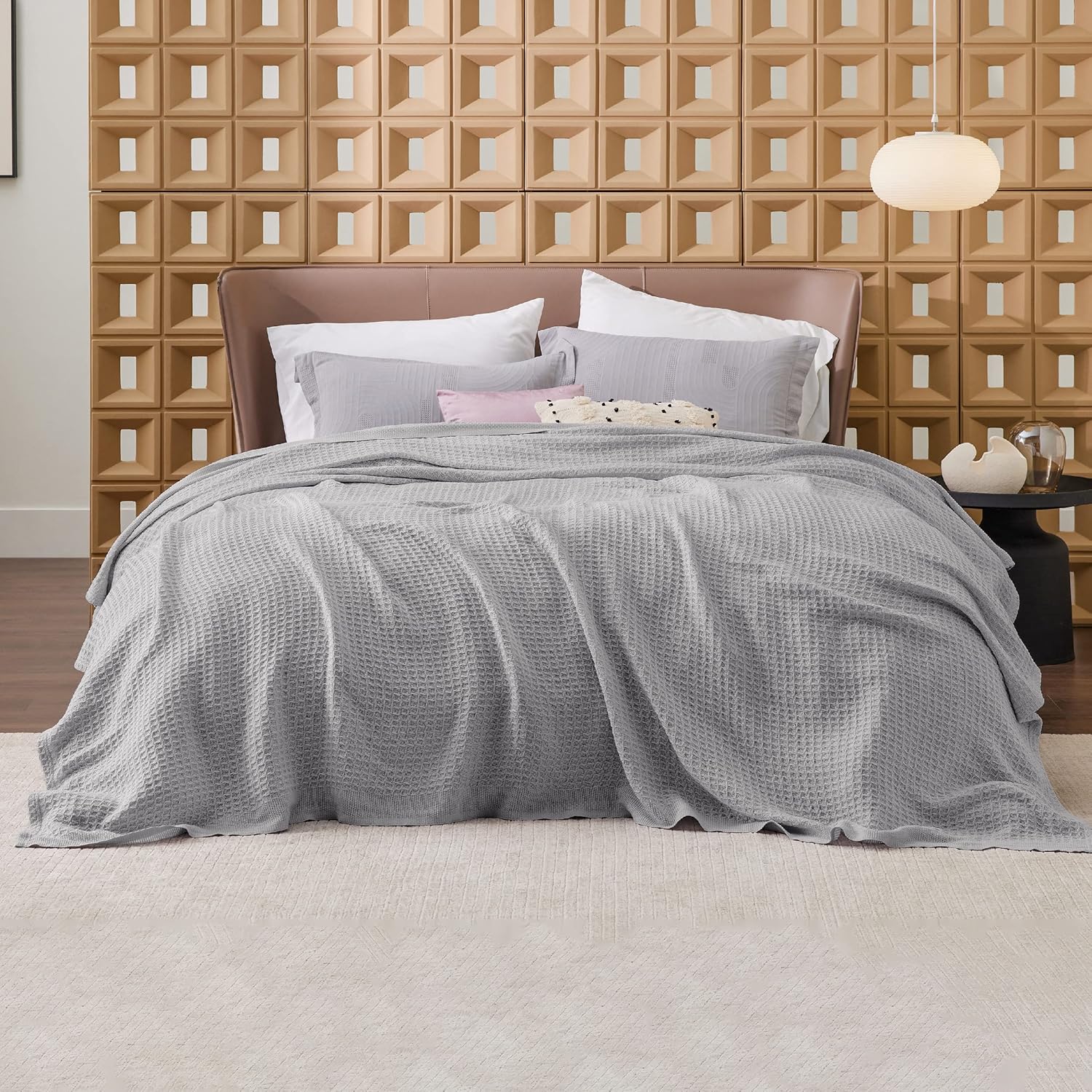 Lichtgewicht Katoenen Wafelplaid Tweepersoonsbed Zacht Ademend Deken Scandinavisch Design 90x90 cm Woonkamer | Sansoti