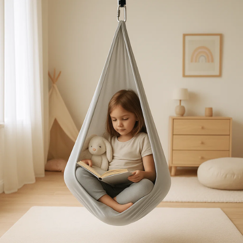Baumwoll-Hängesack für Kinder 100x280 cm für sensorische Entspannung, Therapieschaukel, sensorisch, Rosa Blau | Sansoti