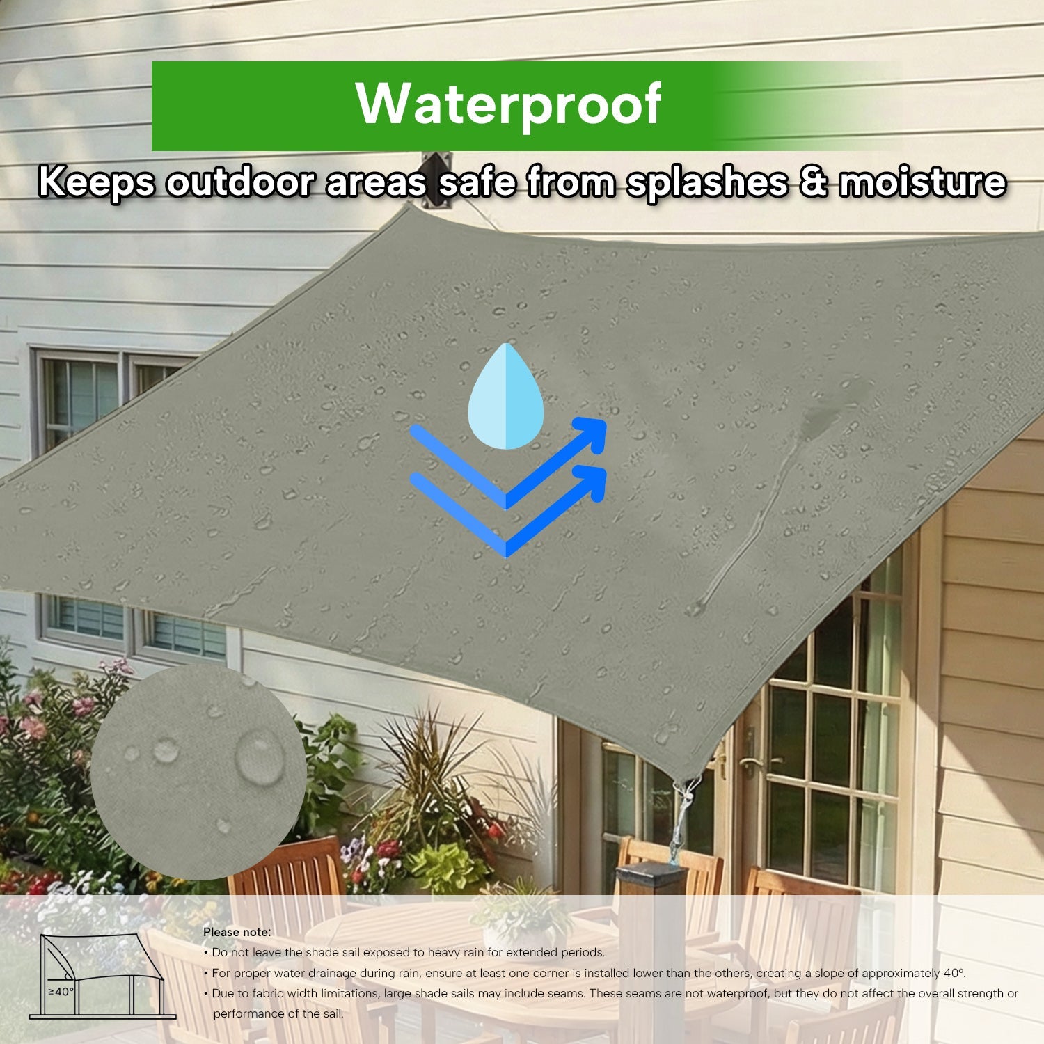 Rectangular Waterproof Shade Sail for Patio Garden and Pool | Sansoti