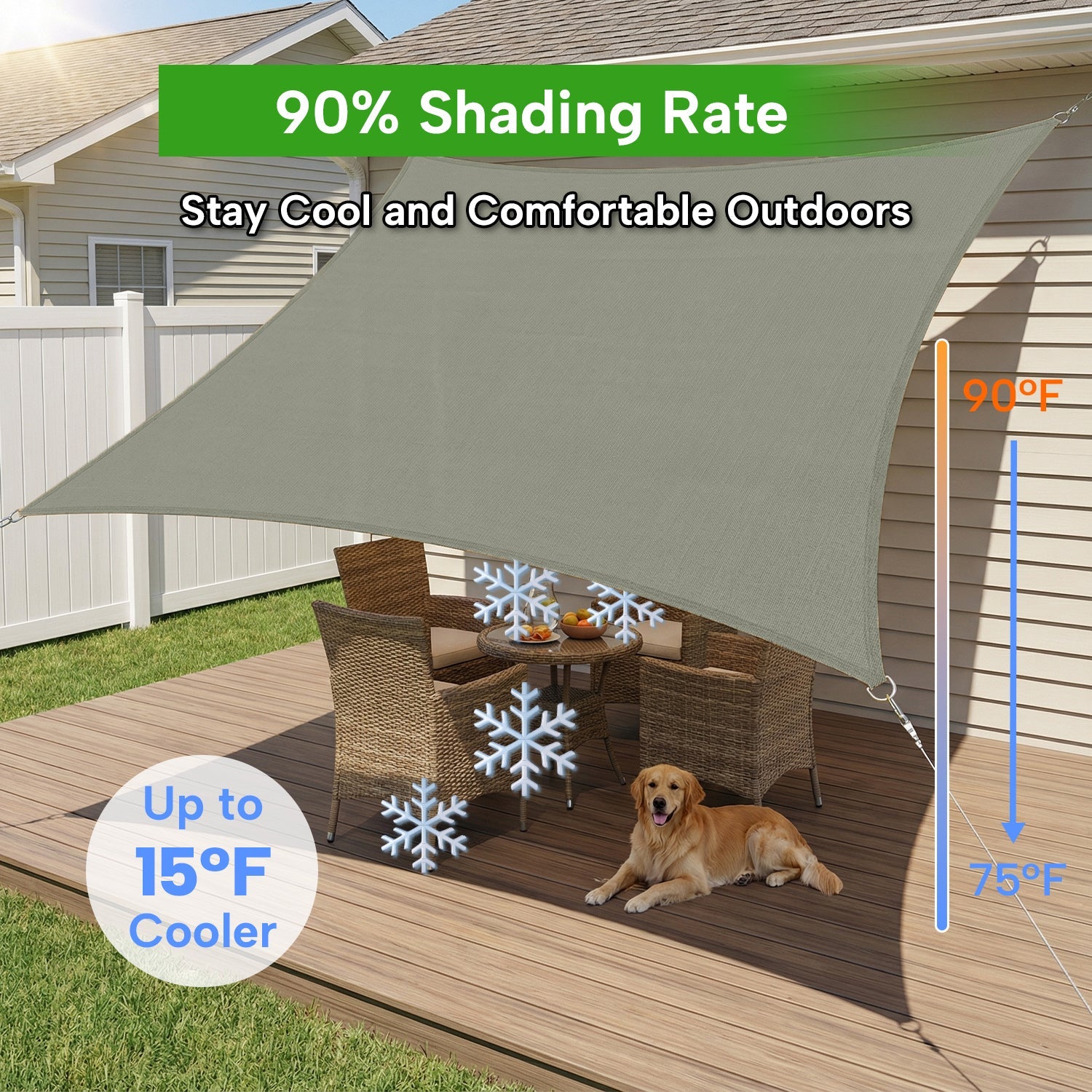 Rectangular Waterproof Shade Sail for Patio Garden and Pool | Sansoti