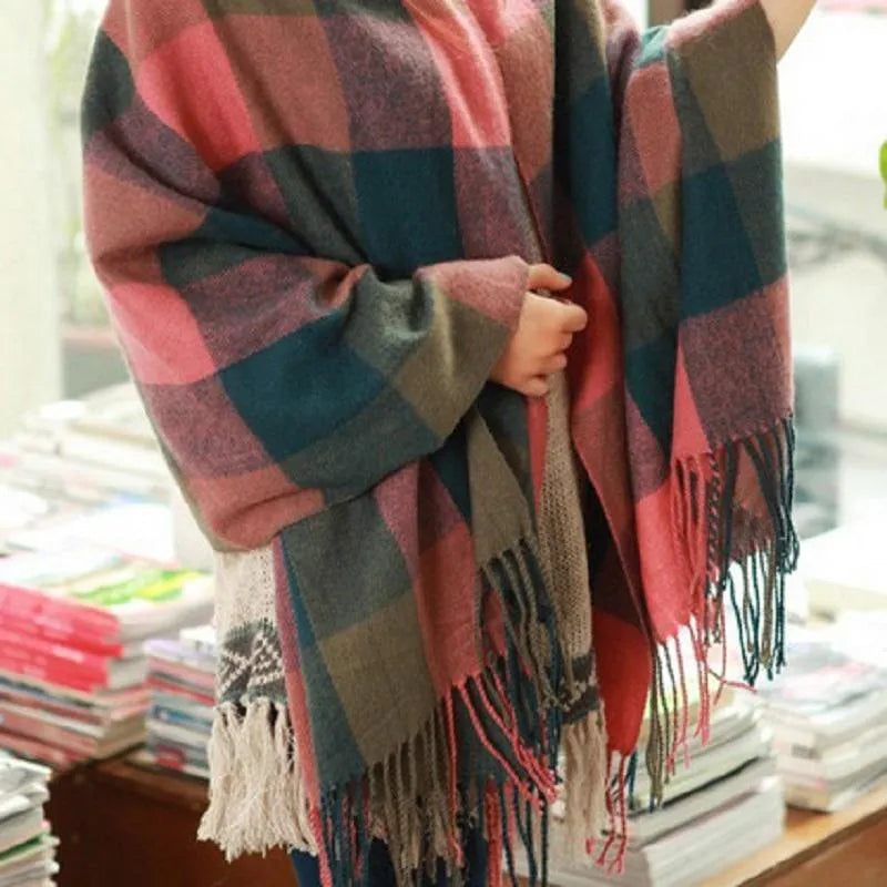 Kasjmieren Halswarmer Geruit 180x50cm Zacht Winteraccessoire Dames Premium Sjaal Wol Elegant Warm Winter | Sansoti