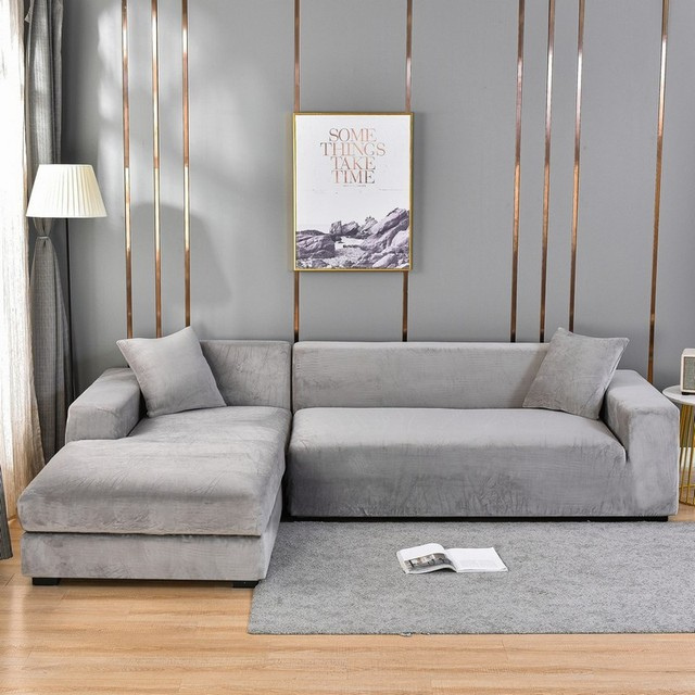 Housse de canapé extensible en velours - Housse universelle pour canapé 1-4 places - Protection antitache pour le salon | Sansoti