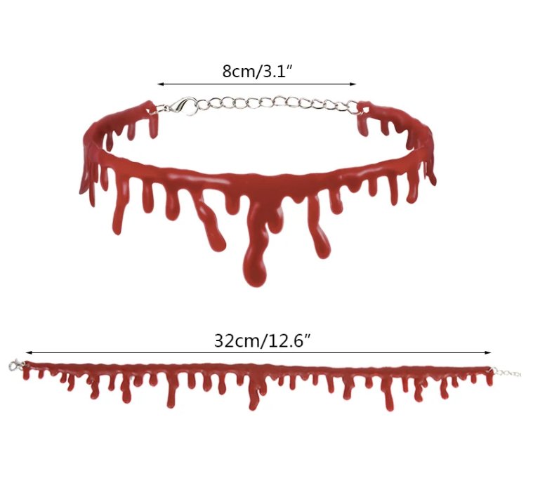Choker na Halloween z kroplami krwi – obroża z imitacją krwi do kostiumu horroru, cosplayu i na imprezę | Sansoti