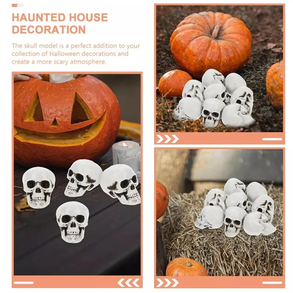 Decoratieve Doodshoofd Miniaturen Set 10 Stuks Wit Skelet Tafelornament Halloween Feestdecoratie Gotisch | Sansoti