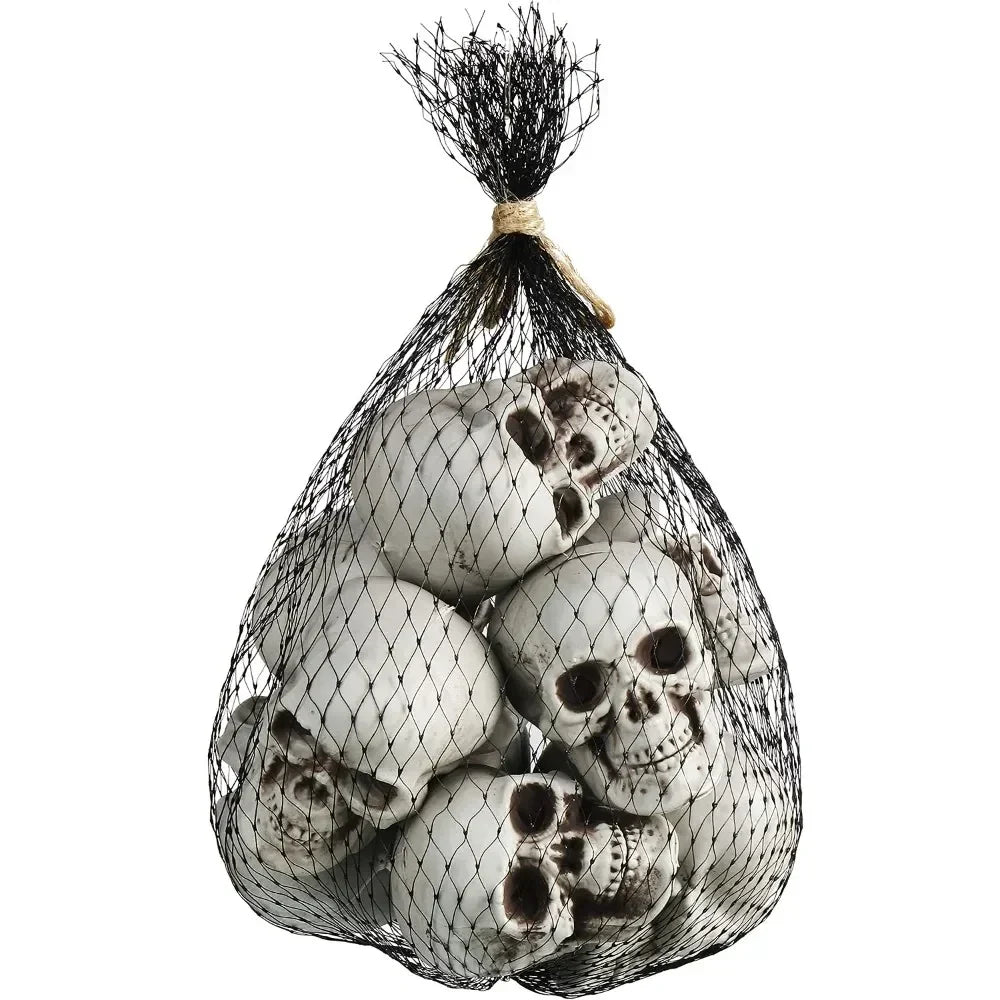 Decoratieve Doodshoofd Miniaturen Set 10 Stuks Wit Skelet Tafelornament Halloween Feestdecoratie Gotisch | Sansoti