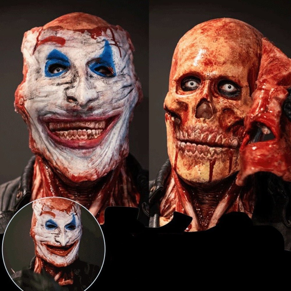 Dubbellaags Halloween Masker met Afneembaar Clowngezicht en Bewegende Kaak voor Volwassenen Carnaval | Sansoti