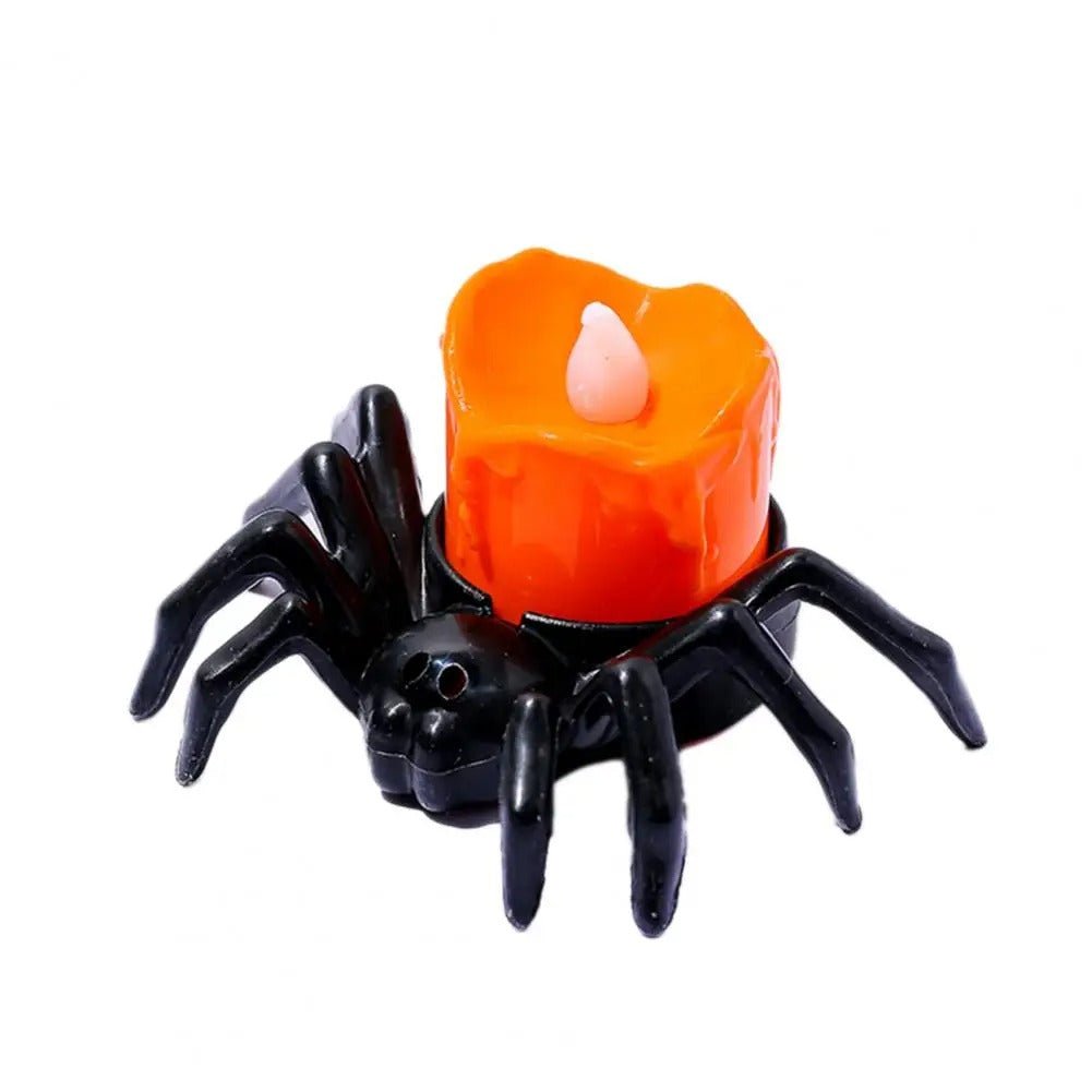 Photophore LED en forme d’araignée Décoration d’Halloween Lumière orange Lampe de table sans flamme Décoration d’ambiance Effrayante | Sansoti