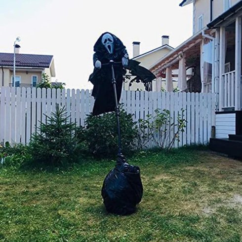 Decorative Scarecrow with Ghost Face for Halloween Garden Patio Outdoor Decoration Moving Weather Scarecrow | Sansoti