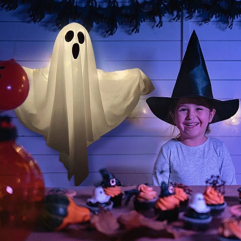 Podświetlany duch-wiatrak z oświetleniem LED do dekoracji ogrodu, na przyjęcia halloweenowe i tworzenia nastroju na zewnątrz i wewnątrz | Sansoti