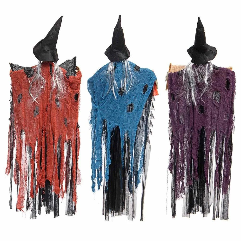 Hängende Geisterfigur mit leuchtenden Augen, 100 cm - gruselige Halloween-Dekoration für drinnen und draußen | Sansoti