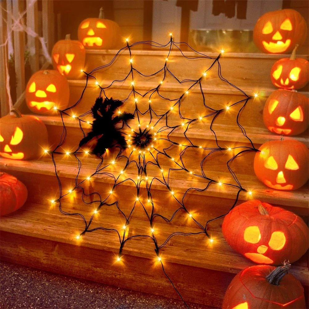 Oświetlenie pajęczynowe LED Wodoodporne Dekoracja halloweenowa Oświetlenie imprezowe 8 trybów Pilot zdalnego sterowania | Sansoti