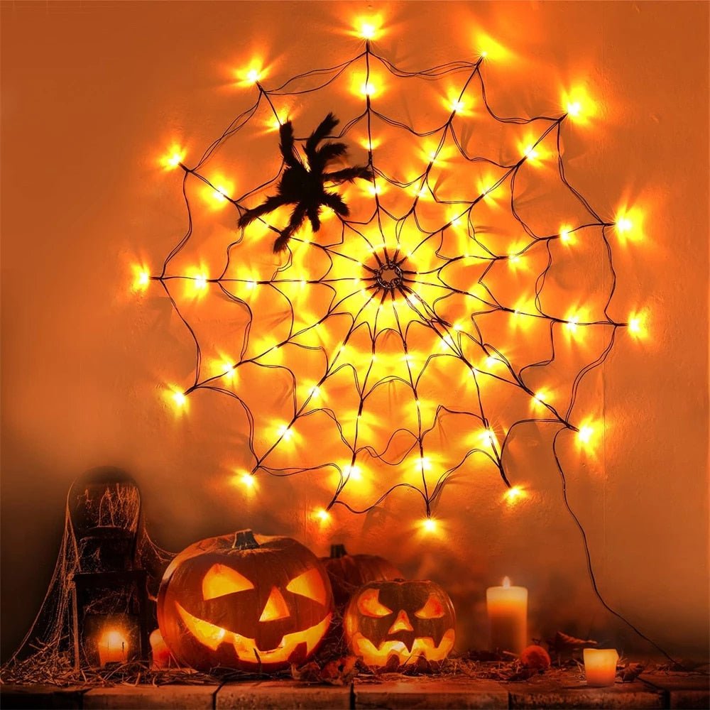 Oświetlenie pajęczynowe LED Wodoodporne Dekoracja halloweenowa Oświetlenie imprezowe 8 trybów Pilot zdalnego sterowania | Sansoti