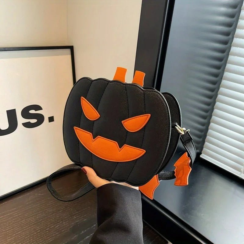 Kürbis-Schultertasche im Halloween-Design aus PU-Leder, Damen-Crossbody-Handtasche, festliches Accessoire mit Stauraum | Sansoti