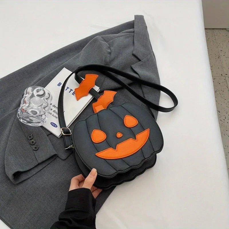 Kürbis-Schultertasche im Halloween-Design aus PU-Leder, Damen-Crossbody-Handtasche, festliches Accessoire mit Stauraum | Sansoti