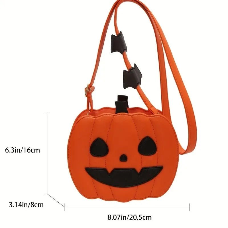Kürbis-Schultertasche im Halloween-Design aus PU-Leder, Damen-Crossbody-Handtasche, festliches Accessoire mit Stauraum | Sansoti