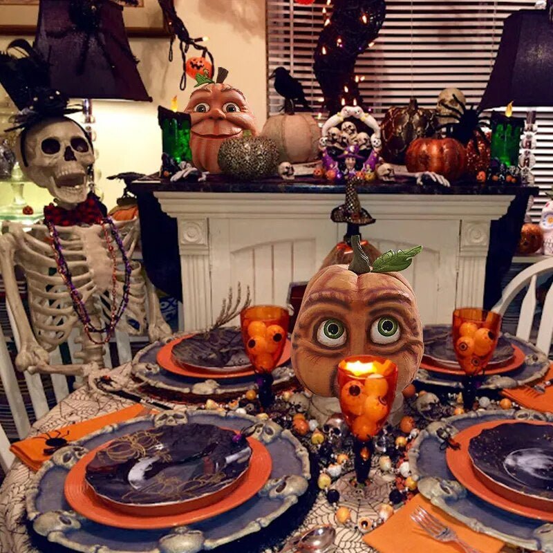 Figurka dyniowa Dekoracja ogrodowa Halloween Żywica Odporna na warunki atmosferyczne Zabawna Ozdoba ogrodowa Dekoracja imprezowa Dekoracja zewnętrzna | Sansoti