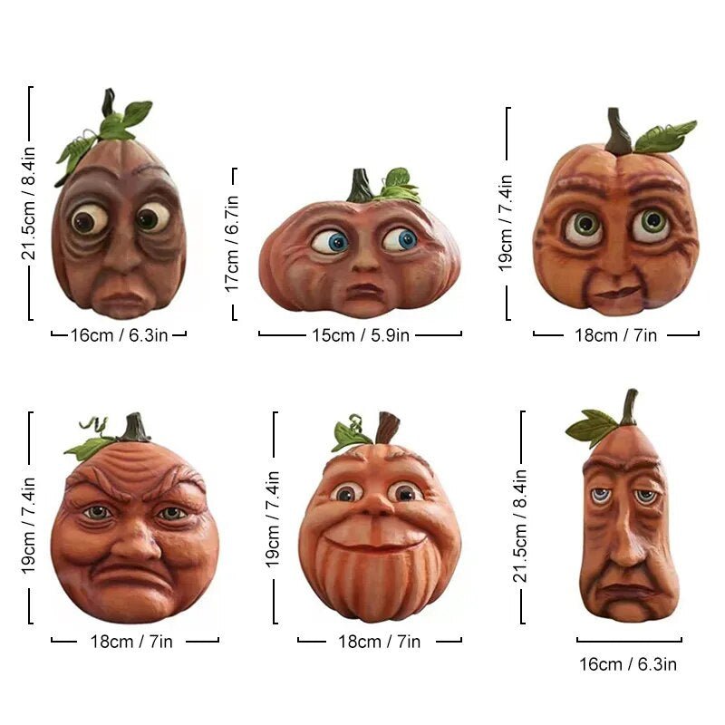 Figurka dyniowa Dekoracja ogrodowa Halloween Żywica Odporna na warunki atmosferyczne Zabawna Ozdoba ogrodowa Dekoracja imprezowa Dekoracja zewnętrzna | Sansoti