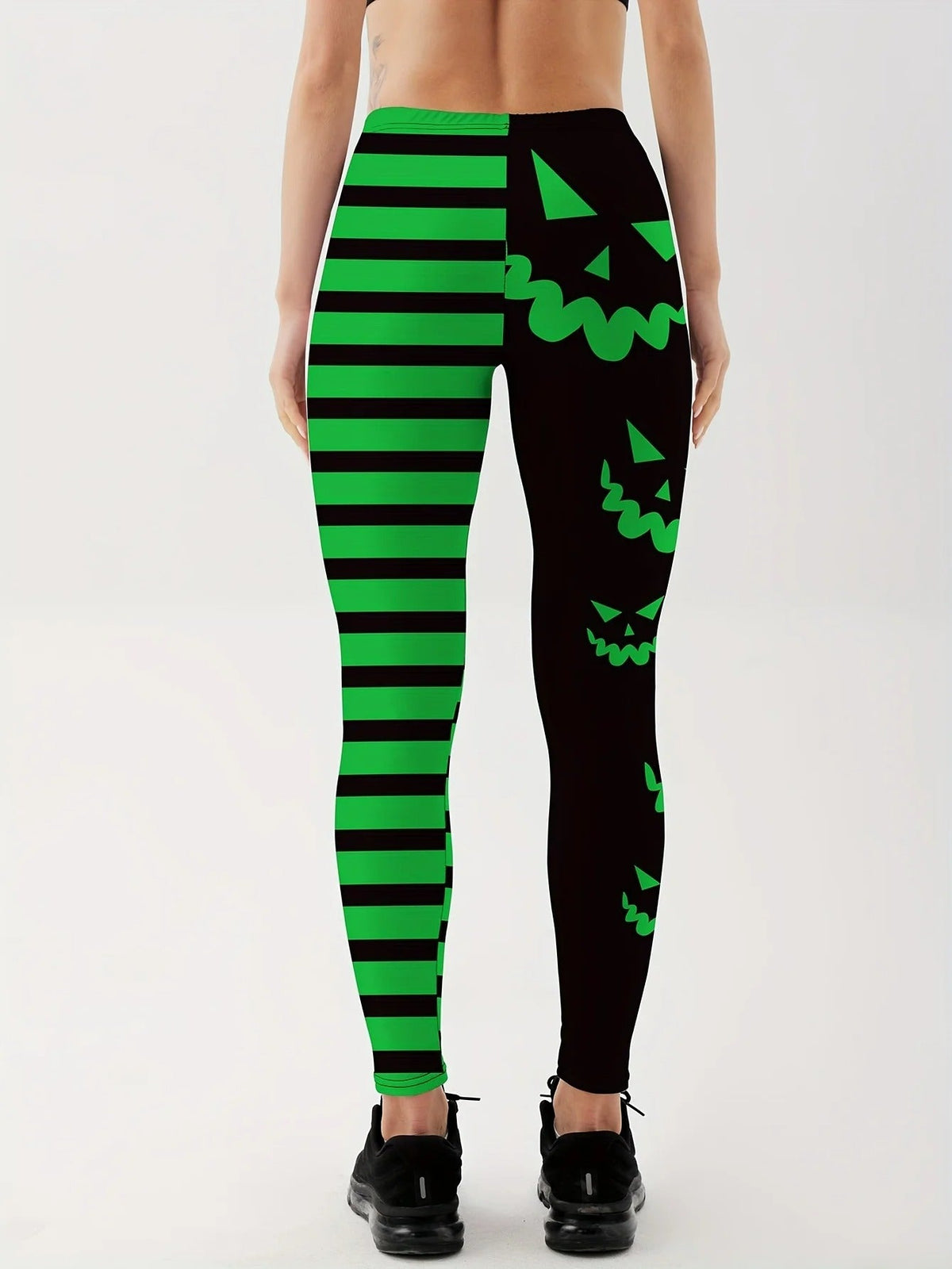 Damskie legginsy sportowe z wysokim stanem i wzorem dyni, poliester, Halloween, joga, fitness, bieganie, trening na siłowni | Sansoti