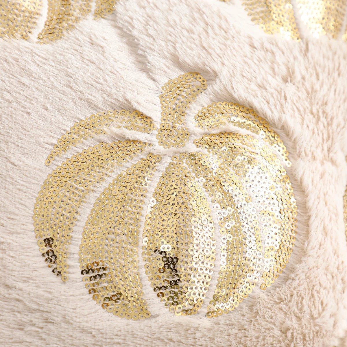 Pumpkin Cushion Cover with Sequins and Zipper Orange Beige White Decorative Autumn Theme Living Room Bedroom | Sansoti