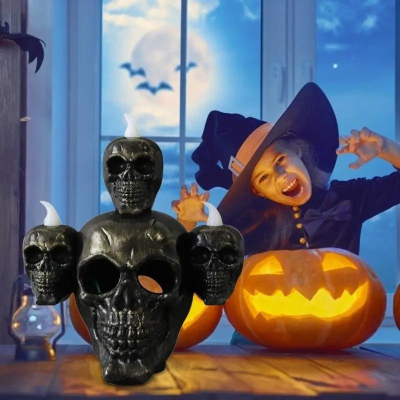 Lampe décorative LED en forme de crâne pour fête d'Halloween, éclairage d'ambiance à piles, thème effrayant, lampe de table, lumière d'ambiance | Sansoti
