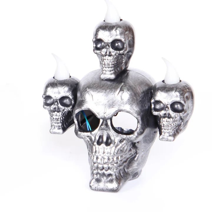 LED Skull Lamp Decoration Halloween Party Battery-Powered Ambient Lighting Spooky Theme Table Lamp Mood Light | Sansoti