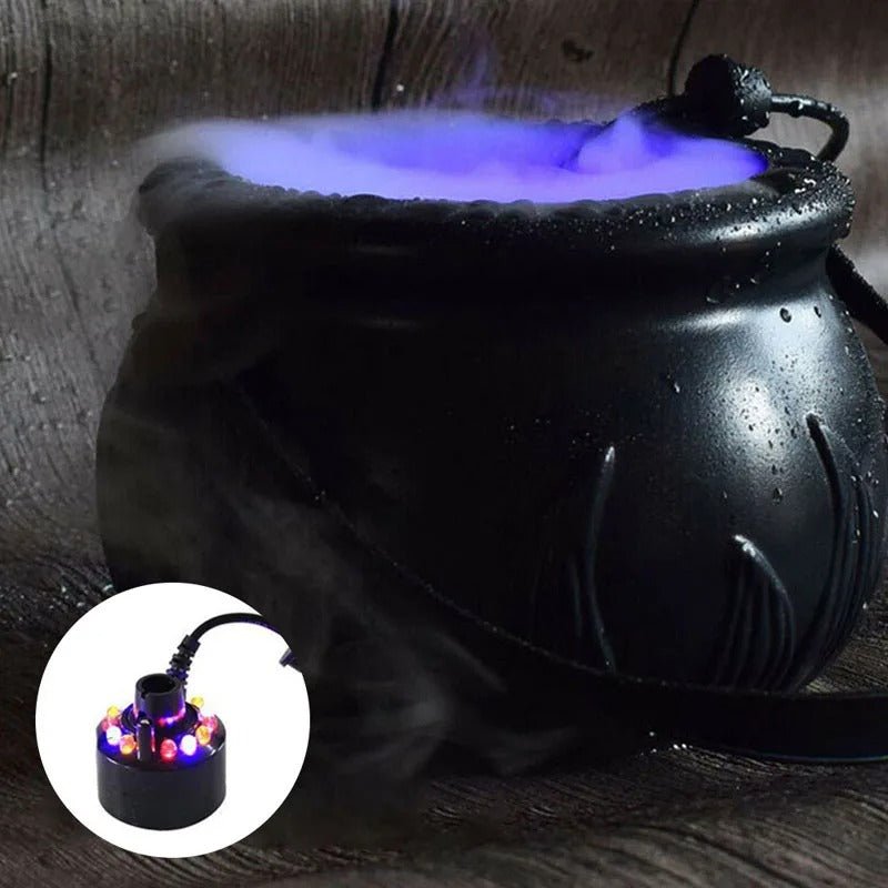 Lampka dekoracyjna w kształcie kotła czarownicy z efektem mgły, 12 kolorami LED, oświetlenie nastrojowe, lampka imprezowa na Halloween | Sansoti