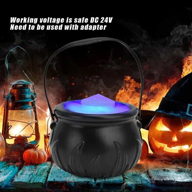 Lampka dekoracyjna w kształcie kotła czarownicy z efektem mgły, 12 kolorami LED, oświetlenie nastrojowe, lampka imprezowa na Halloween | Sansoti