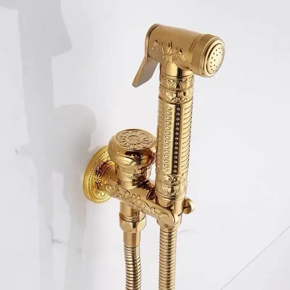 Douchette de bidet murale à eau froide, jet horizontal, laiton antique ciselé, kit de douche pour toilettes et sanitaires | Sansoti