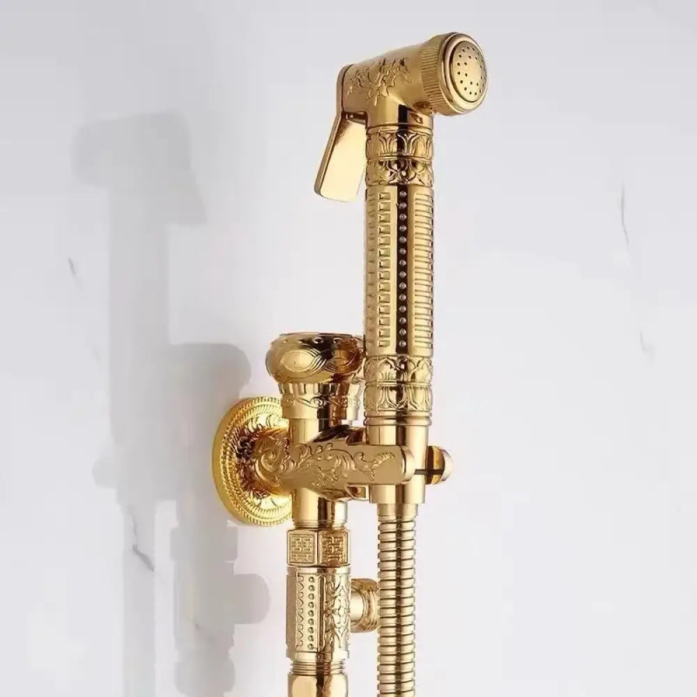 Douchette de bidet murale à eau froide, jet horizontal, laiton antique ciselé, kit de douche pour toilettes et sanitaires | Sansoti