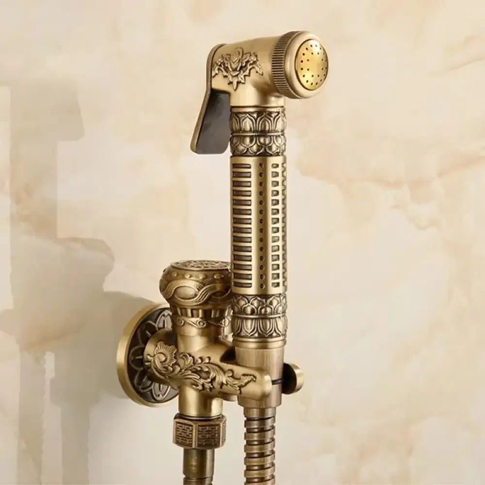 Douchette de bidet murale à eau froide, jet horizontal, laiton antique ciselé, kit de douche pour toilettes et sanitaires | Sansoti