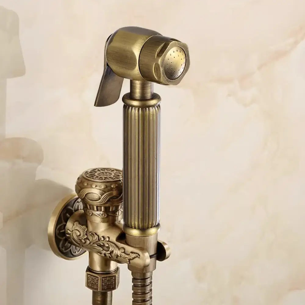 Douchette de bidet murale à eau froide, jet horizontal, laiton antique ciselé, kit de douche pour toilettes et sanitaires | Sansoti
