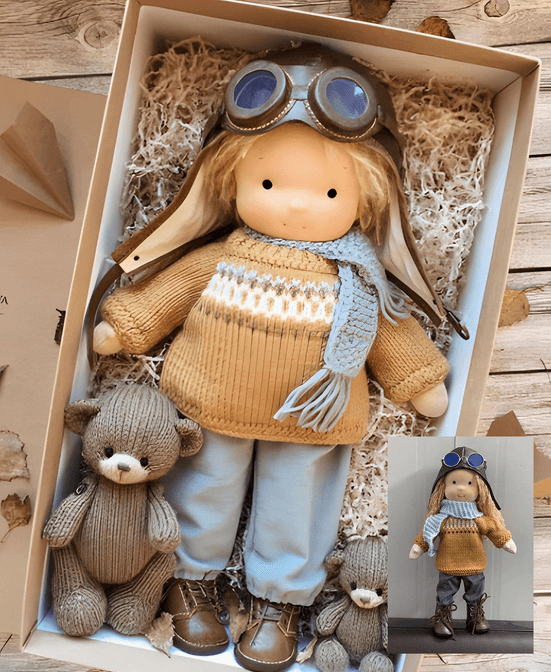 Handgemaakte Waldorf Knuffelpop 35cm Zachte Katoenen Pop voor Kinderen Natuurlijk Speelgoed Fantasiespel 2+ Jaar | Sansoti