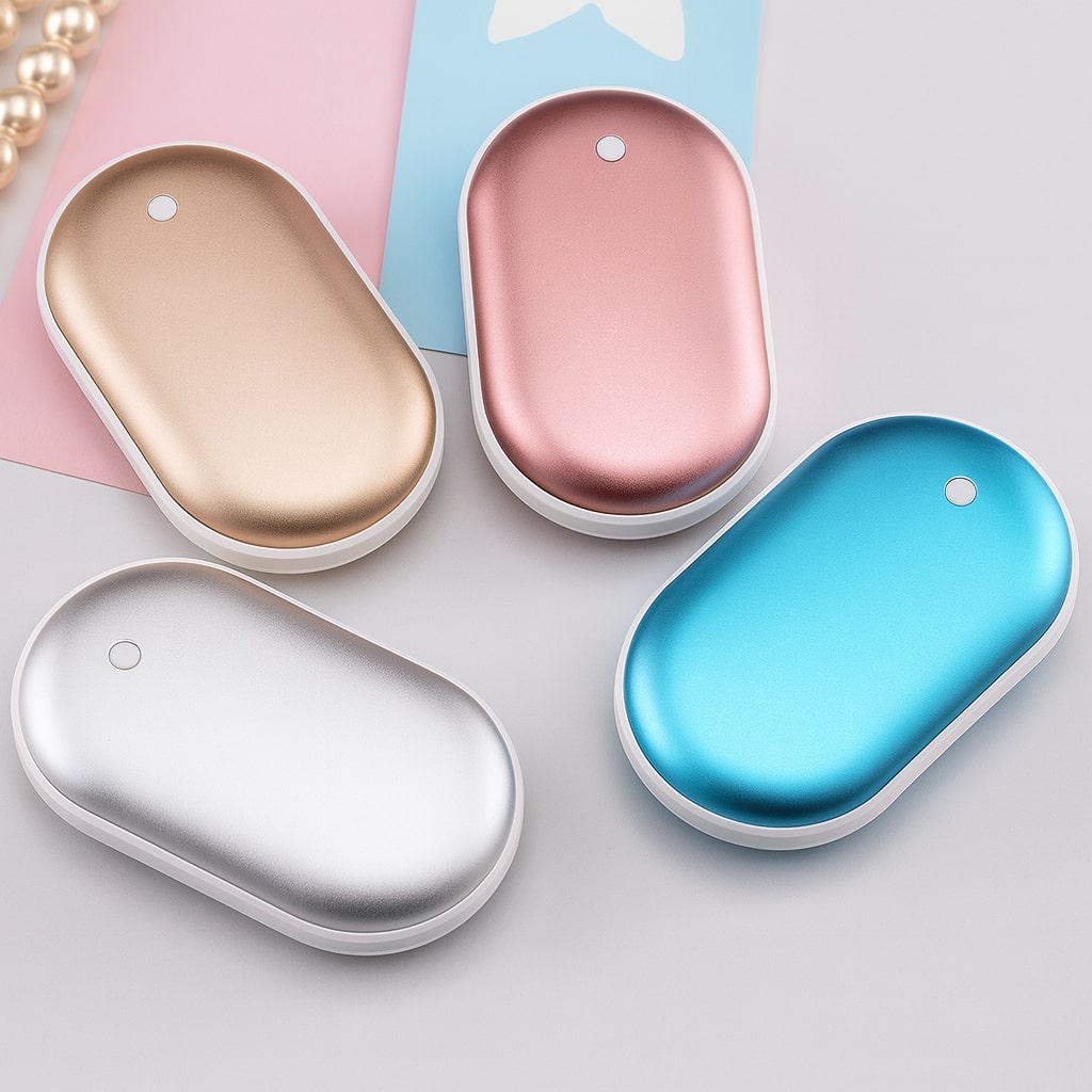 Elektrische Handwarmer met Powerbank Oplaadbaar USB 5200mAh Taschenwärmer Zilver Goud Roségoud Blauw | Sansoti