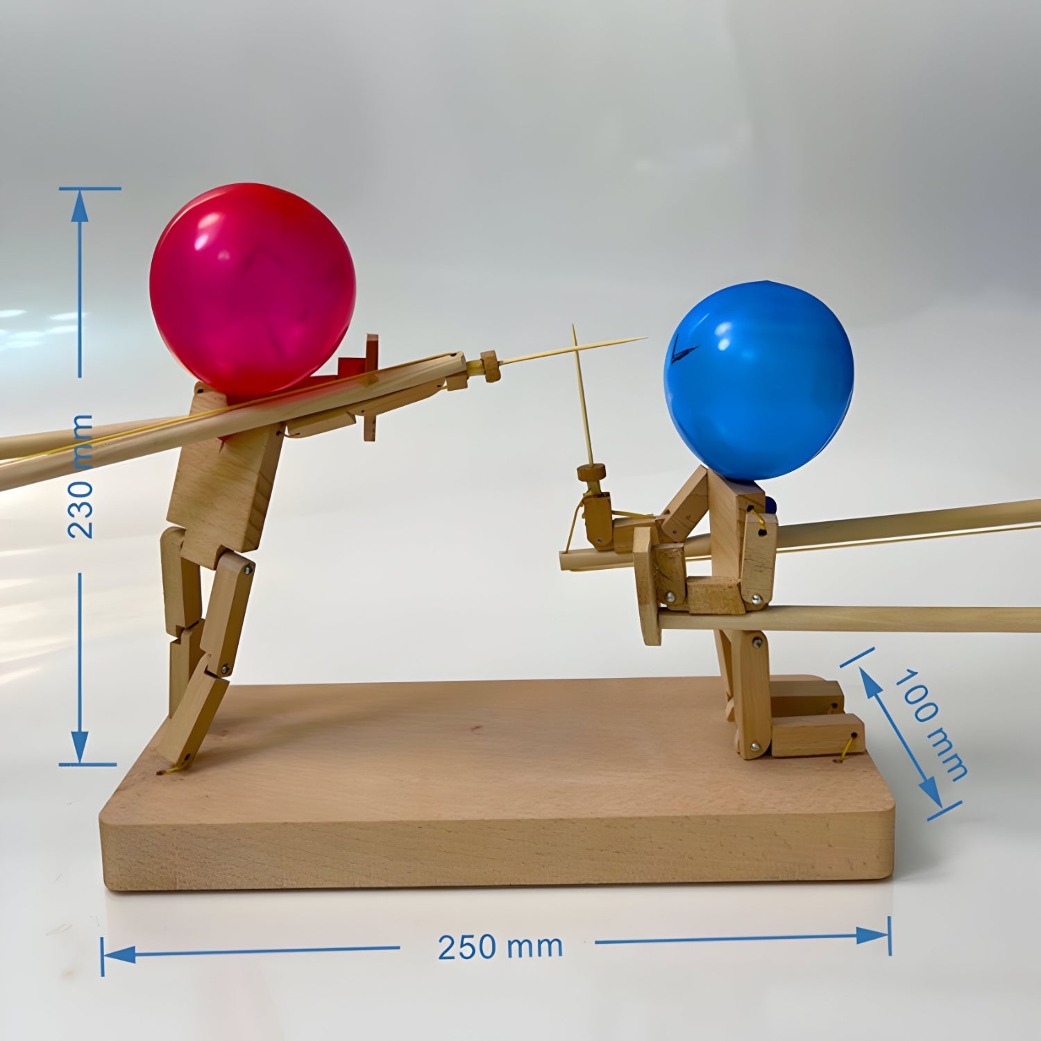 Houten Schermspel met Ballon Gevechten voor Kinderen en Familie | Speels Duelspel met Handgemaakte Houten Poppetjes | Reactiespel voor Feestjes en Verjaardag | Sansoti
