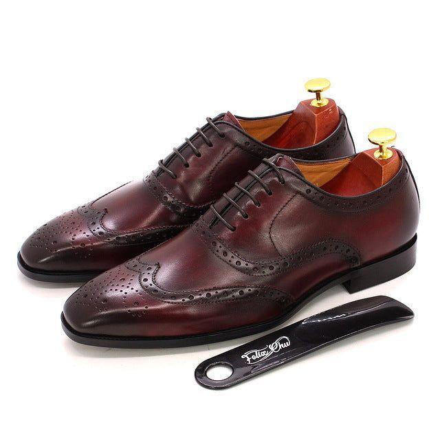 Chaussures Oxford pour hommes en cuir pleine fleur, brogues à bout fleuri, faites main, professionnelles, formelles, classiques, élégantes, pour le travail | Sansoti