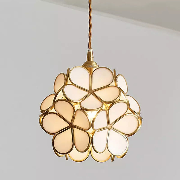 Suspension Floyem Flower verre laiton or E27 table à manger chambre vintage design suspension forme fleur | Restfield