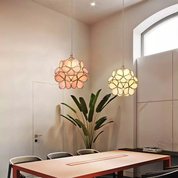 Suspension Floyem Flower verre laiton or E27 table à manger chambre vintage design suspension forme fleur | Restfield