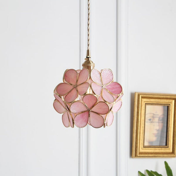 Suspension Floyem Flower verre laiton or E27 table à manger chambre vintage design suspension forme fleur | Restfield