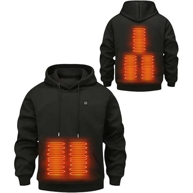 Beheizter Hoodie mit USB-Anschluss und verstellbaren Heizzonen für Arbeiten im Freien, Camping, Wandern und den Winter | Sansoti