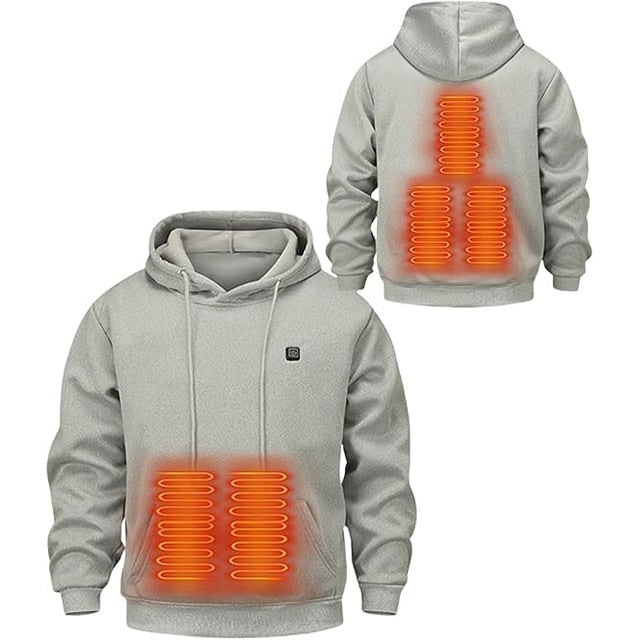 Beheizter Hoodie mit USB-Anschluss und verstellbaren Heizzonen für Arbeiten im Freien, Camping, Wandern und den Winter | Sansoti