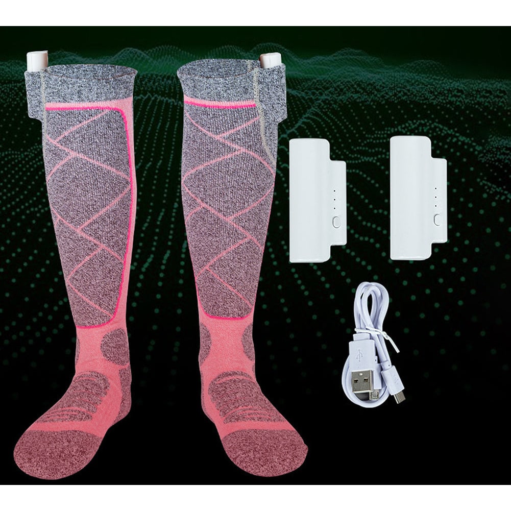 Electric Heated Knee-High Socks, Rechargeable with Battery, Warm Comfort for Skiing, Hiking, Winter, and Outdoor Activities | Sansoti