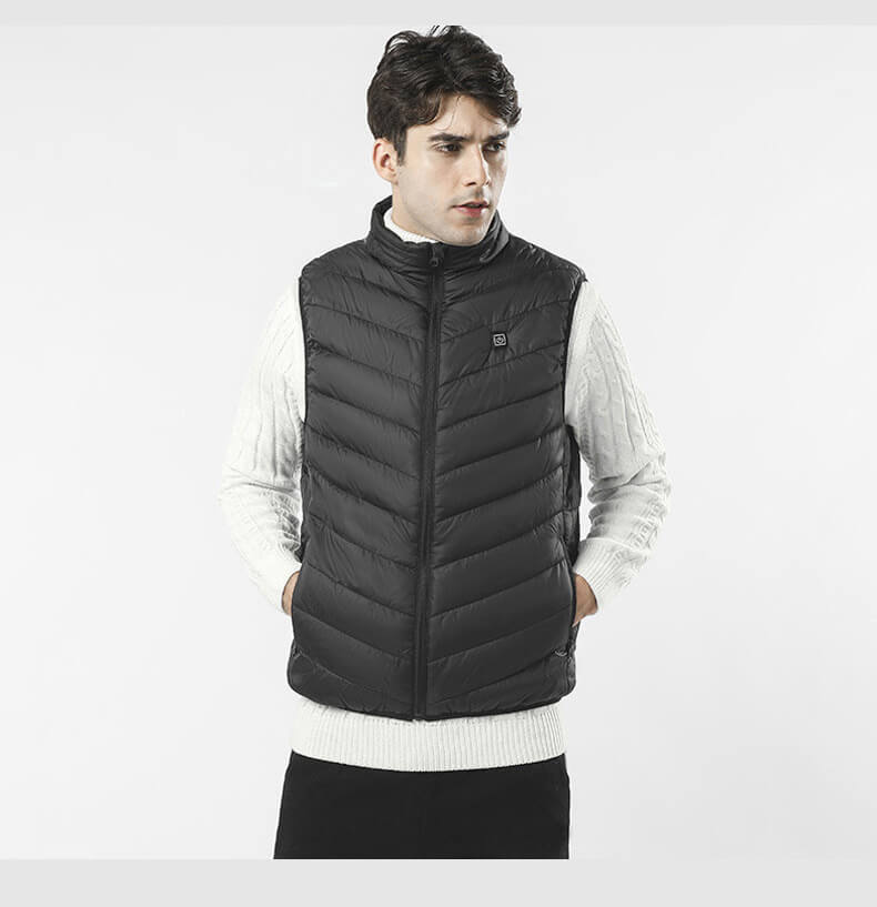Heatable Thermal Vest Windproof & Waterproof 5 Heating Zones Three Temperature Settings Black Blue | Sansoti