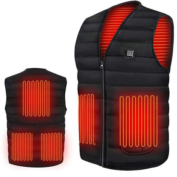 Gilet chauffant sans manches à 3 niveaux de chaleur, chauffage au carbone, lavable, gilet d’hiver thermique pour l’extérieur | Sansoti