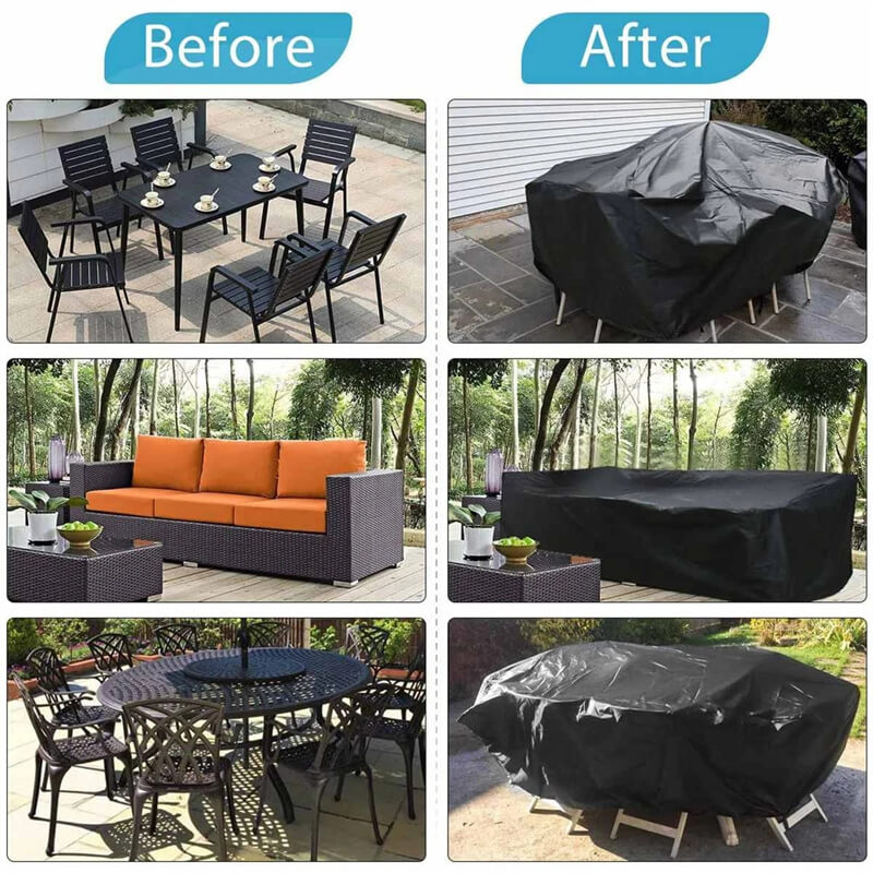 Wasserdichte Gartenmöbelabdeckung 420D Oxford – UV-beständig Windfest mit Kordelzug für Terrasse und Außenbereich | Sansoti