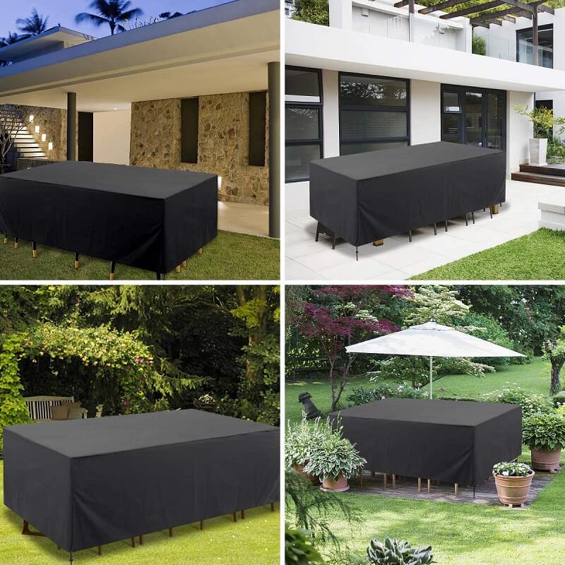 Wasserdichte Gartenmöbelabdeckung 420D Oxford – UV-beständig Windfest mit Kordelzug für Terrasse und Außenbereich | Sansoti