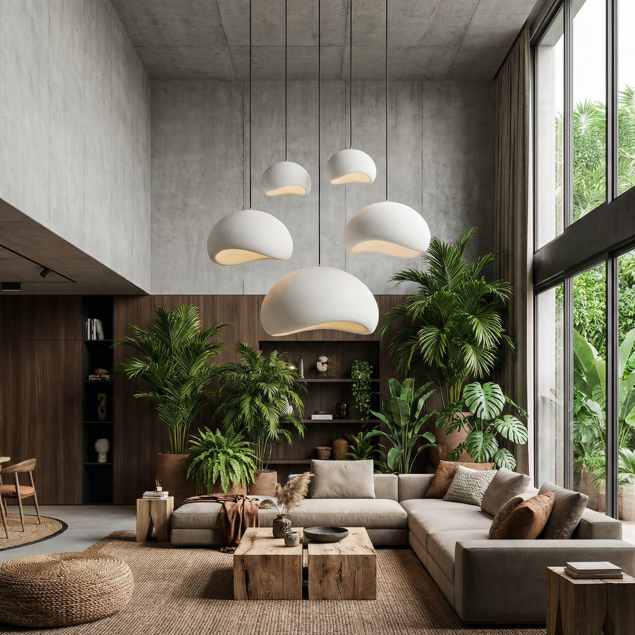 Minimalistische Hanglamp met Natuurlijke Textuur en Warm Sfeerlicht voor Eetkamer en Woonkamer | Sansoti